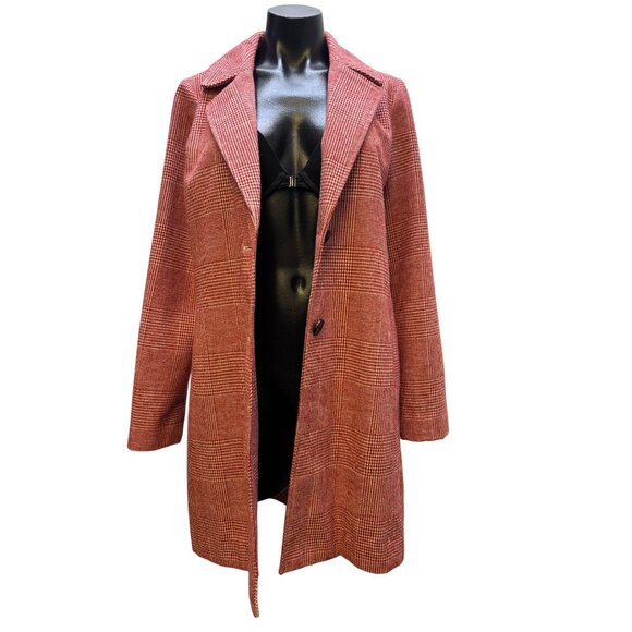 Avec Les Filles Wool Blend Red Plaid Coat S - Picture 5 of 10
